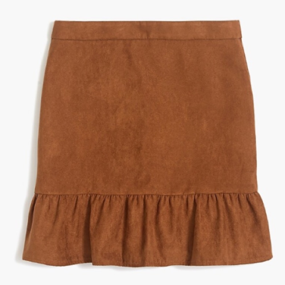 J.CREW Faux-suede Mini Ruffle Skirt
